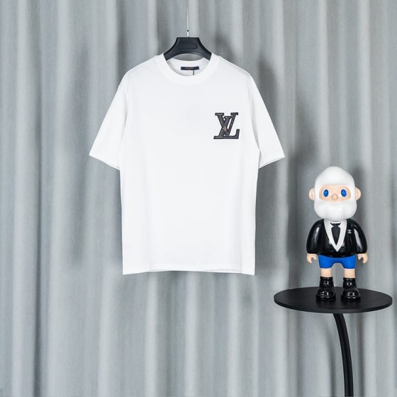 Louis Vuitton Spring/Summer New Unisex Loose Fit 320g Double Yarn Pure Cotton Short-Sleeve T-Shirt